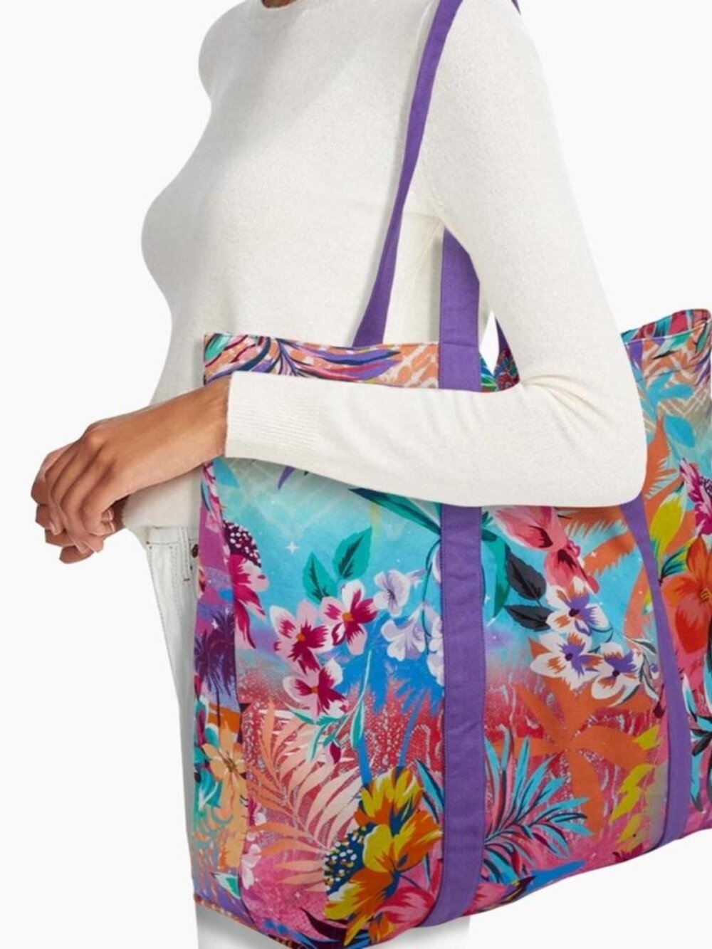 Johnny Was Zeru Cotton Canvas Beach Tote